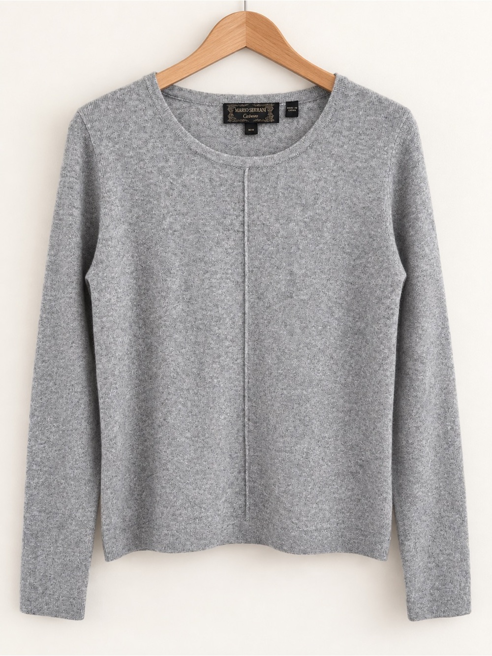 Mario Serrani Gray 100% Cashmere Crew Neck Center Seam Sweater Size M